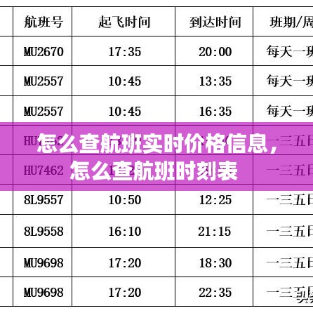 怎么查航班实时价格信息，怎么查航班时刻表 