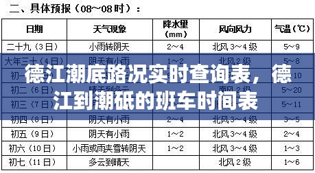 德江潮底路况实时查询表，德江到潮砥的班车时间表 