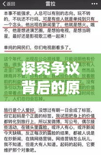探究争议背后的原因与解决之道，危机加剧之际的深思