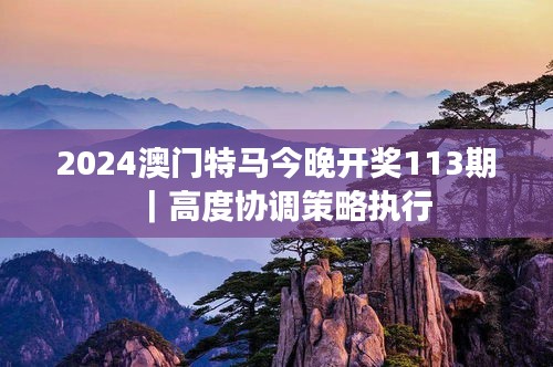 2024澳门特马今晚开奖113期｜高度协调策略执行