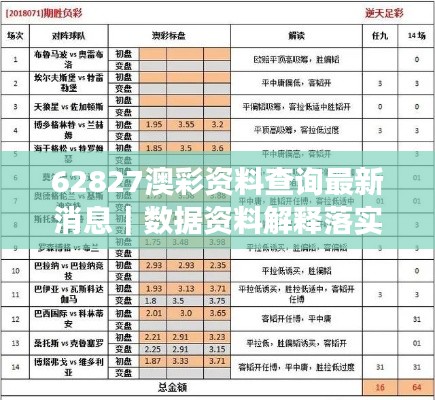 62827澳彩资料查询最新消息｜数据资料解释落实
