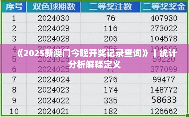 《2025新澳门今晚开奖记录查询》｜统计分析解释定义