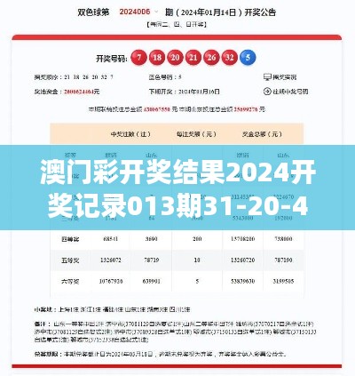 澳门彩开奖结果2024开奖记录013期31-20-40-12-15-11 T：09