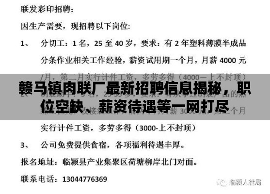 赣马镇肉联厂最新招聘信息揭秘，职位空缺、薪资待遇等一网打尽