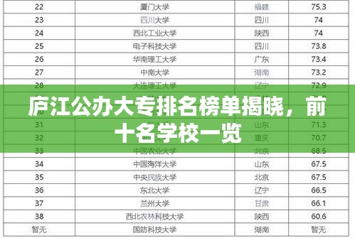 庐江公办大专排名榜单揭晓，前十名学校一览