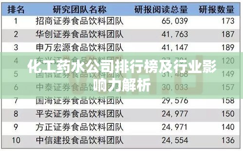 化工药水公司排行榜及行业影响力解析