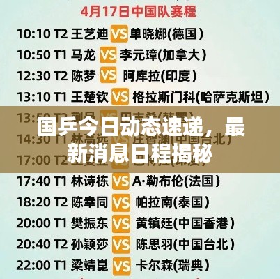 国乒今日动态速递，最新消息日程揭秘