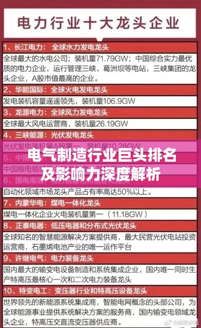 电气制造行业巨头排名及影响力深度解析