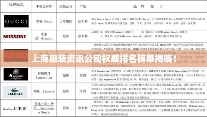 上海服装资讯公司权威排名榜单揭晓！