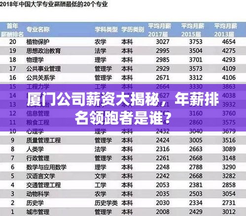 厦门公司薪资大揭秘，年薪排名领跑者是谁？