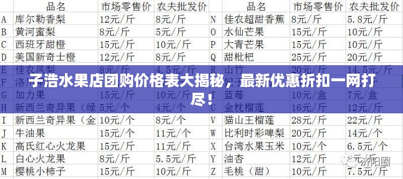 子浩水果店团购价格表大揭秘，最新优惠折扣一网打尽！