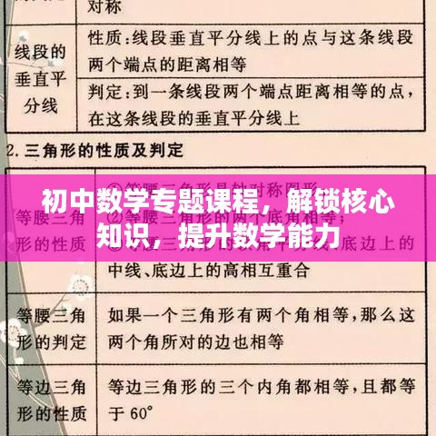 初中数学专题课程，解锁核心知识，提升数学能力