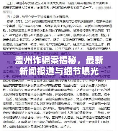 盖州诈骗案揭秘，最新新闻报道与细节曝光