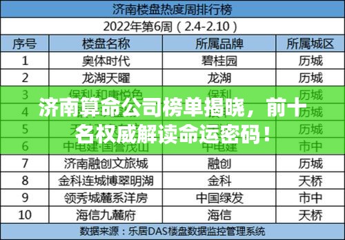 济南算命公司榜单揭晓，前十名权威解读命运密码！