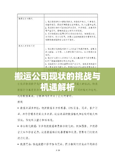 搬运公司现状的挑战与机遇解析
