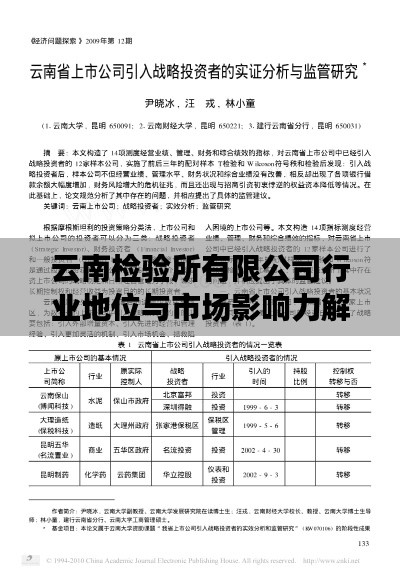 云南检验所有限公司行业地位与市场影响力解析
